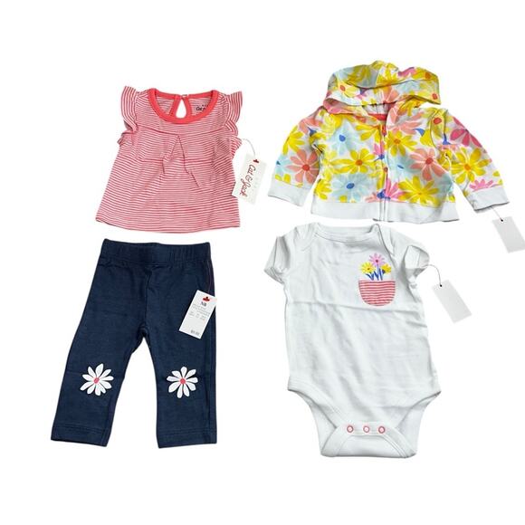 Cat & Jack Infant Girls 4 Pc. Set Size Newborn Pant Bodysuit Hoodie Jacket New - Picture 5 of 6